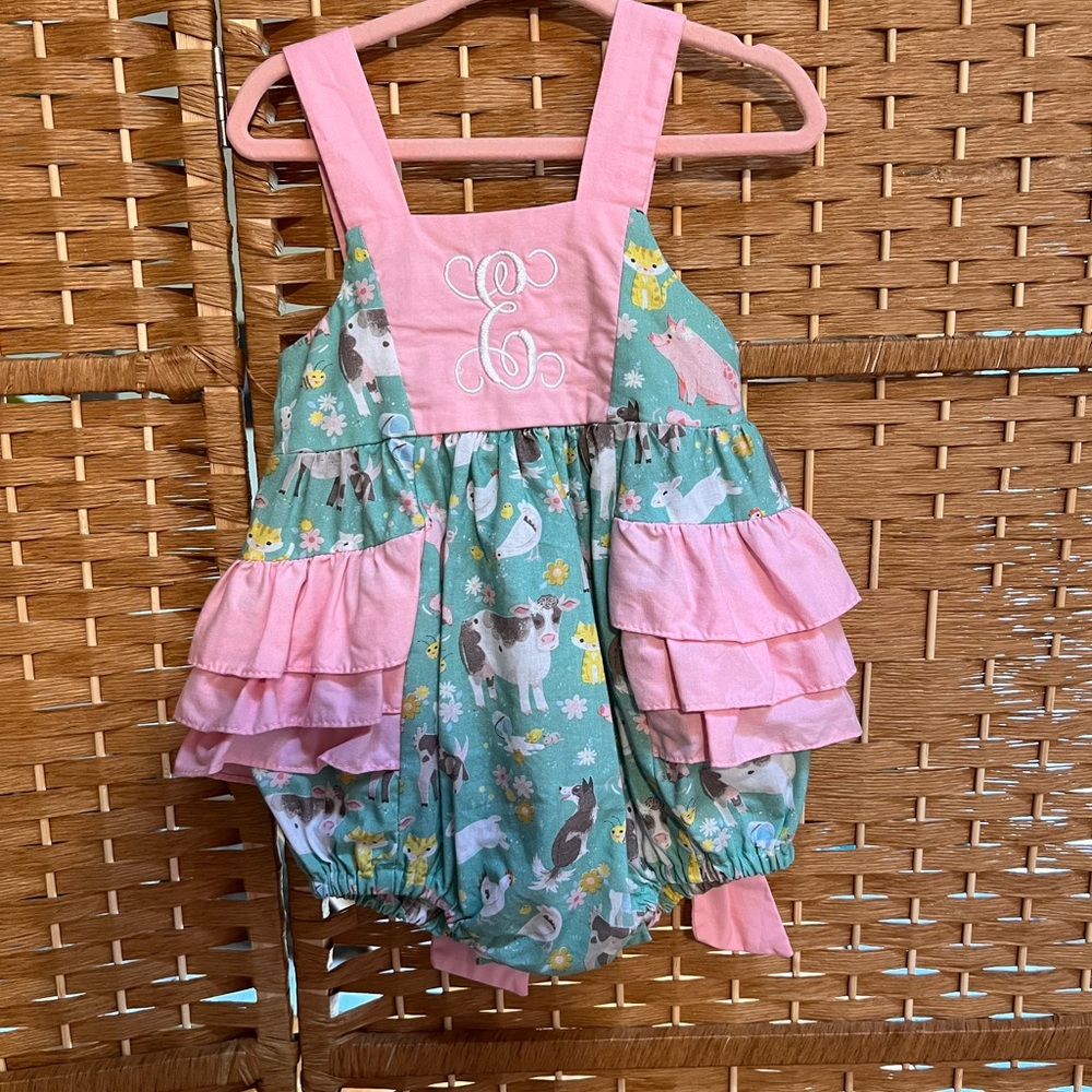 18M Ricrac and Ruffles bubble romper